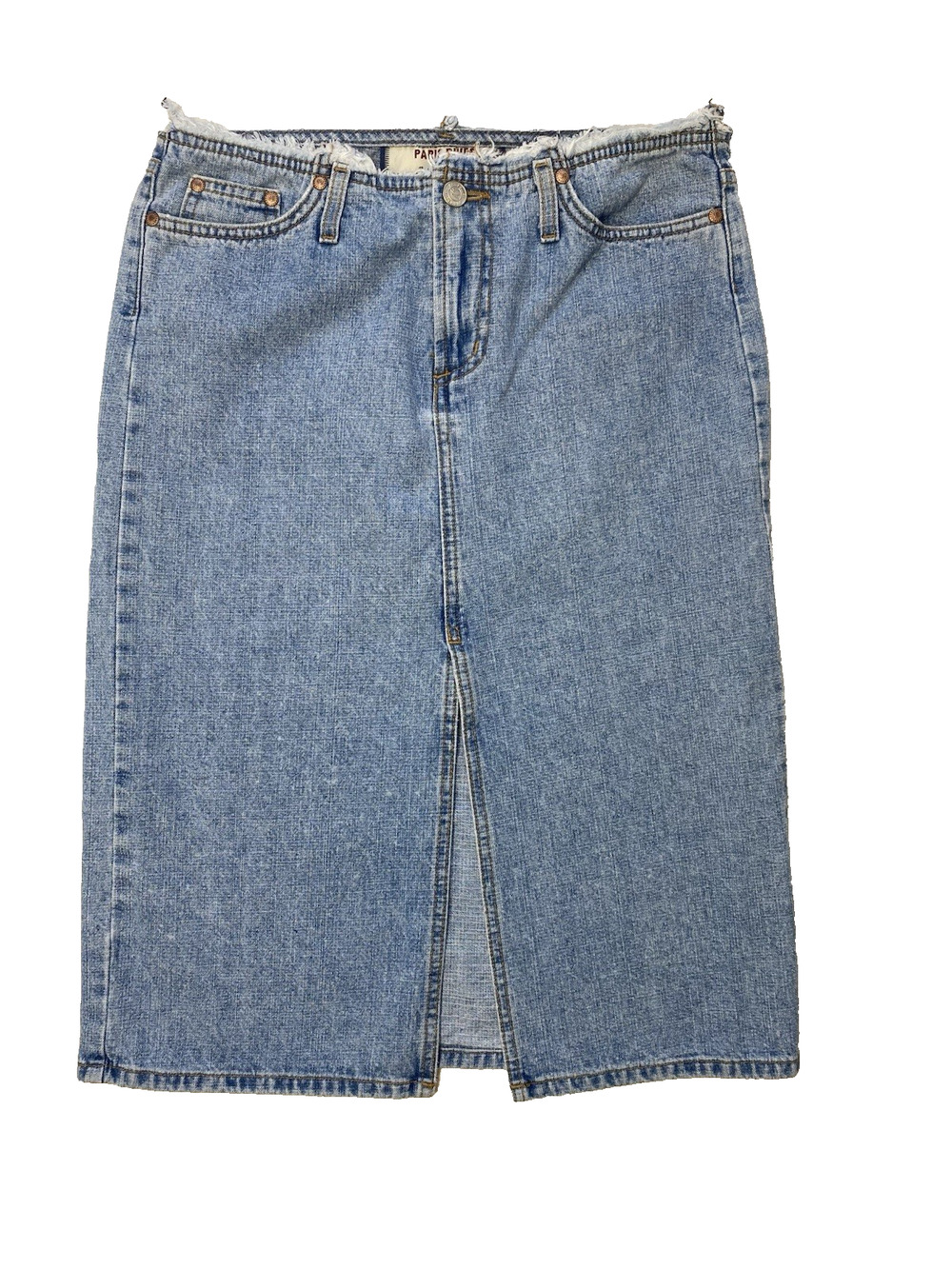 Paris Blues Denim Skirt Womens 7 Vintage 90s Y2K Retro Cotton Jean Pencil Midi